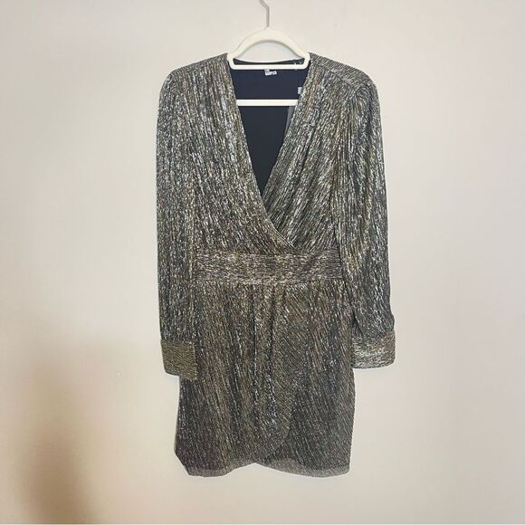 $415 The Kooples Metallic Pleated Mini Dress NWT - Picture 8 of 10